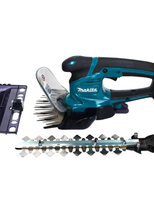 Tijera cortacésped a batería Makita DUM 604 RTXJ 18 V con cuchilla cortacésped y arbustos + 2x baterías 5,0 Ah + cargador + Makpac