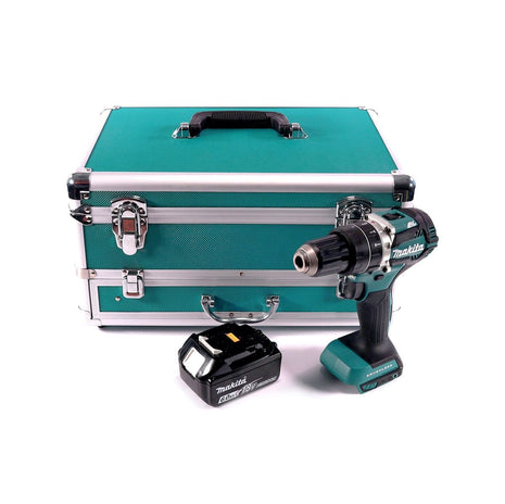 Makita DHP 484 G1TX taladro percutor inalámbrico 18 V 54 Nm sin escobillas + 1x batería 6,0 Ah + juego de brocas de 70 piezas + maletín de aluminio TX - sin cargador