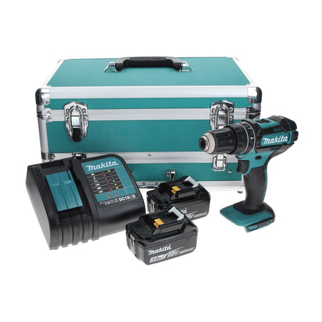 Makita DHP 482 SFTX Akku Schlagbohrschrauber 18 V 62 Nm + 2x Akku 3,0 Ah + Ladegerät + 70 tlg. Bit Bohrer Set + TX Alu Koffer