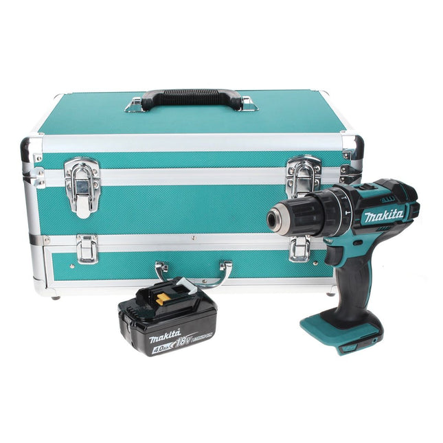 Makita DHP 482 M1TX Trapano avvitatore con percussione a batteria 18 V 62 Nm + 1x Batteria 4,0 Ah + Set 70 punte + Valigetta in alluminio TX - senza caricabatterie