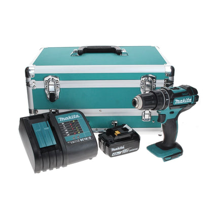 Makita DHP 482 SM1TX Trapano avvitatore con percussione a batteria 18 V 62 Nm + 1x Batteria 4,0 Ah + Caricabatterie + Set 70 punte + Valigetta in alluminio TX