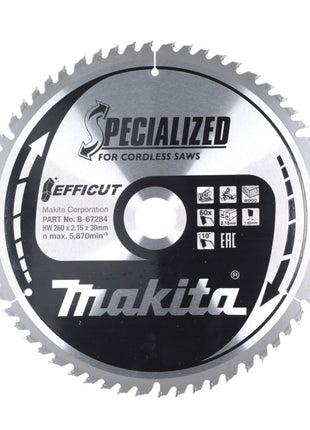 Makita CMSXF26080G SPECIALIZED EFFICUT Sägeblatt 260 x 30 x 1,65 mm ( B-67284 ) 60 Zähne für Holz