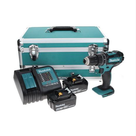 Makita DHP 482 SMTX Akku Schlagbohrschrauber 18 V 62 Nm + 2x Akku 4,0 Ah + Ladegerät + 70 tlg. Bit Bohrer Set + TX Alu Koffer