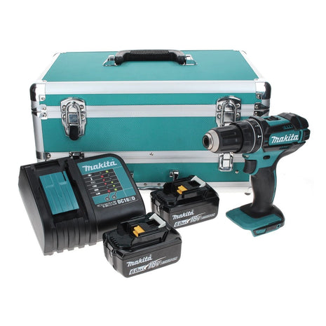 Makita DHP 482 SGTX Akku Schlagbohrschrauber 18 V 62 Nm + 2x Akku 6,0 Ah + Ladegerät + 70 tlg. Bit Bohrer Set + TX Alu Koffer