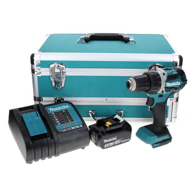 Makita DDF 484 SF1TX Akku Bohrschrauber 18 V 54 Nm Brushless + 1x Akku 3,0 Ah + Ladegerät + 70 tlg. Bit Bohrer Set + TX Alu Koffer