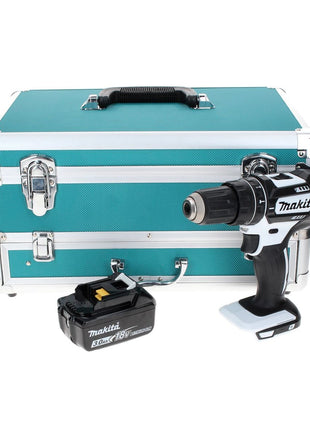 Makita DHP 482 F1TX W Taladro percutor inalámbrico 18 V 62 Nm blanco + 1x batería 3,0 Ah + juego de brocas de 70 piezas + maletín de aluminio TX - sin cargador