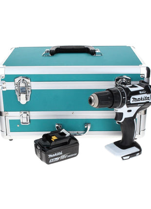 Makita DHP 482 T1TX W Taladro percutor inalámbrico 18 V 62 Nm blanco + 1x batería 5,0 Ah + juego de brocas de 70 piezas + maletín de aluminio TX - sin cargador