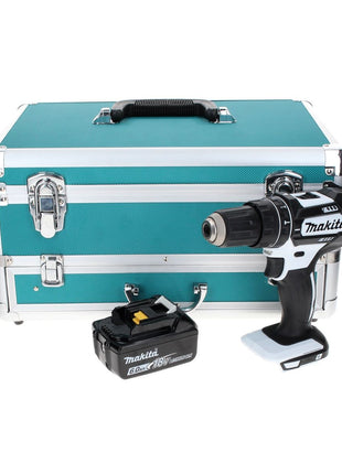 Makita DHP 482 G1TX W Perceuse-visseuse à percussion sans fil 18 V 62 Nm blanc + 1x Batterie 6,0 Ah + Jeu de 70 mèches + Mallette en aluminium TX - sans chargeur