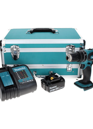 Makita DHP 456 SM1TX Perceuse visseuse à percussion sans fil 18 V 50 Nm + 1x Batterie 4,0 Ah + Chargeur + Coffret aluminium TX + Jeu d’embouts et de forets, 70 pcs.