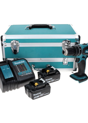 Makita DHP 456 STTX Perceuse visseuse à percussion sans fil 18 V 50 Nm + 2x Batteries 5,0 Ah + Chargeur + Coffret aluminium TX + Jeu d’embouts et de forets, 70 pcs.