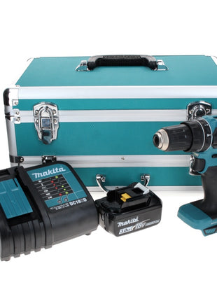 Makita DHP 485 SF1TX perceuse à percussion sans fil 18 V 50 Nm sans balais + 1 batterie 3,0 Ah + chargeur + jeu de 70 forets + coffret en aluminium TX