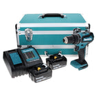 Makita DHP 485 SMTX Trapano avvitatore con percussione a batteria 18V 50Nm + 2x Batterie 4,0 Ah + Caricabatterie + Set 70 punte + Valigetta in alluminio TX