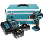 Makita DHP 485 SGTX Akku Schlagbohrschrauber 18 V 50 Nm Brushless + 2x Akku 6,0 Ah + Ladegerät + 70 tlg. Bit Bohrer Set + TX Alu Koffer