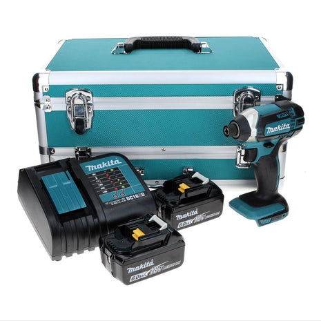 Makita DTD 152 SGTX Avvitatore ad impulsi a batteria 18V 165Nm + 2x Batterie 6,0 Ah + Caricabatterie + Set 70 punte avvit./forat. + Valigetta in alluminio TX