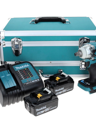 Makita DTW 300 SGTX Akku Schlagschrauber 18 V 330 Nm 1/2" Brushless + 2x Akku 6,0 Ah + Ladegerät + 70 tlg. Bit Bohrer Set + TX Alu Koffer