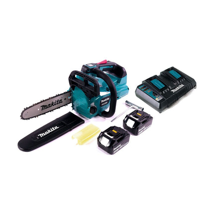 Makita DUC 256 PM Motosega a batteria 36 V ( 2x 18 V ) Brushless 25 cm + 2x batteria 4,0 Ah + doppio caricabatteria