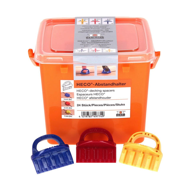 HECO Set di distanziatori per tavole per terrazza 3-5-7 mm - 24 pz. ( 49774 ) in Valigetta di plastica