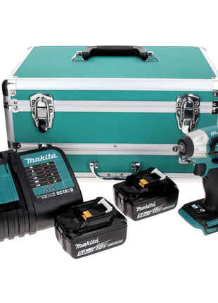 Makita DTW 180 STTX Visseuse à chocs sans fil 18 V 180 Nm 3/8" Brushless + 2x Batteries 5.0 Ah + Chargeur + Jeu de mèches 70 pièces + Mallette TX