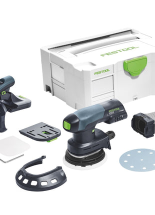 Festool ETSC 125 Li-Basic Akku Exzenterschleifer 18 V 125 mm Brushless + AH-ES-ETS/ETSC Ansetzhilfe 43 - 92° Winkel + Systainer - ohne Akku, ohne Ladegerät - Toolbrothers