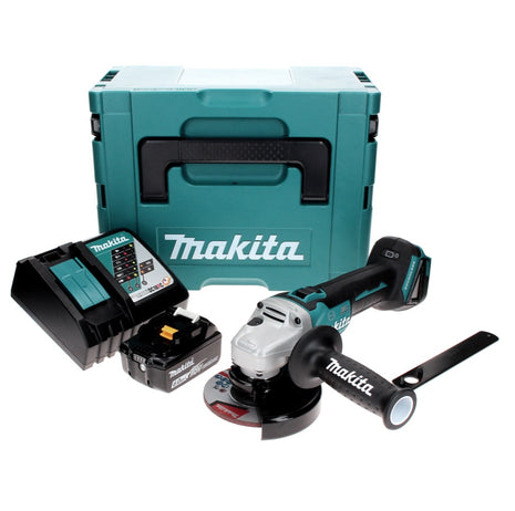 Makita DGA 506 RG1J Akumulatorowa szlifierka kątowa 18 V 125 mm bezszczotkowa + 1x akumulator 6,0 Ah + ładowarka + Makpac