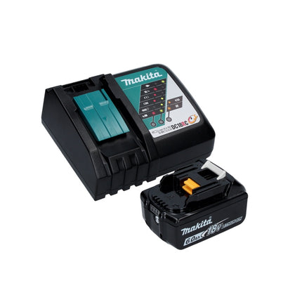 Makita DGA 506 RG1J Smerigliatrice angolare a batteria 18V 125mm Brushless + 1x Batteria 6,0 Ah + Caricabatterie + Valigetta Makpac