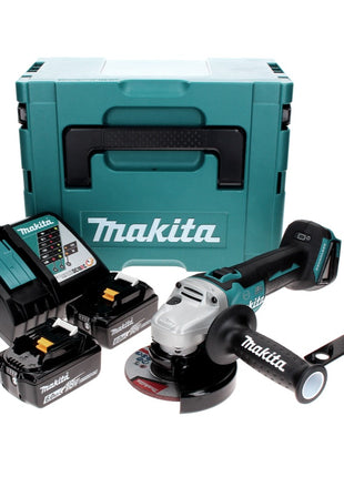 Makita DGA 506 RGJ Akku Winkelschleifer 18 V 125 mm Brushless + 2x Akku 6,0 Ah + Ladegerät + Makpac