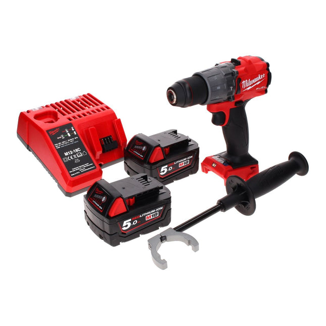 Milwaukee M18 ONEPD2-502C Trapano avvitatore con percussione a batteria 18 V con app One Key Bluetooth + 2x Batterie 5,0 Ah + Caricabatterie