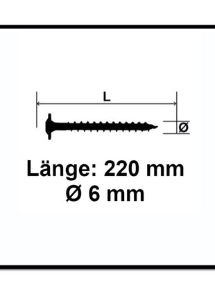 SPAX HI.FORCE Tellerkopf Schraube 6,0 x 220 mm 50 Stk. ( 0251010602205 ) Torx T-Star Plus T30 Teilgewinde Wirox 4Cut