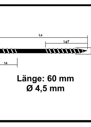 SPAX Vis pour façade 4,5 x 60mm - Acier inoxydable A2 - Filetage de fixation - Tête fraisée bombée - T-STAR Plus - Torx T20 - CUT 100 pcs. (25470004506022