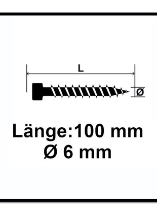 Tornillo SPAX IN.FORCE 6,0 x 100 mm 100 piezas (1211010601005) Torx T-STAR Plus T30 culata totalmente roscada Broca WIROX 4CUT