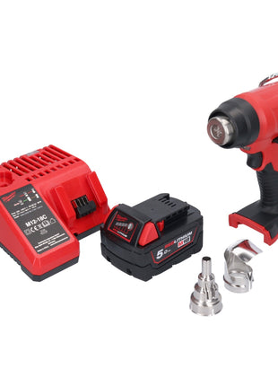 Milwaukee M18 BHG-501 Akku Heißluftgebläse 18 V 470 °C + 1x Akku 5,0 Ah + Ladegerät