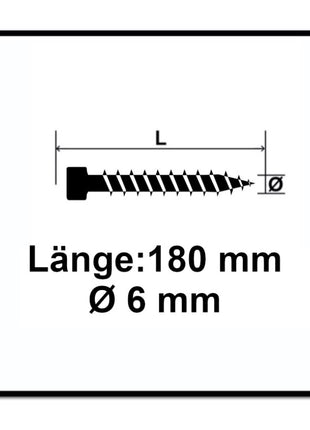 SPAX IN.FORCE Schraube 6,0 x 180 mm 100 Stk. ( 1211010601805 ) Torx T-STAR Plus T30 Vollgewinde Zylinderkopf WIROX 4CUT Bohrspitze