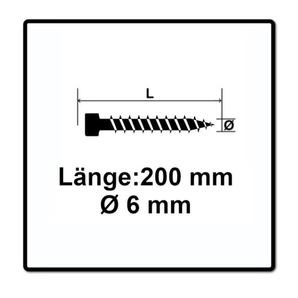 SPAX IN.FORCE Schraube 6,0 x 200 mm 100 Stk. ( 1211010602005 ) Torx T-STAR Plus T30 Vollgewinde Zylinderkopf WIROX 4CUT Bohrspitze - Toolbrothers