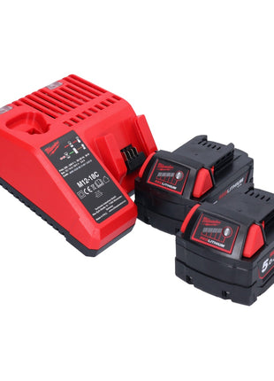 Milwaukee M18 BHG-502 akumulatorowy pistolet na gorące powietrze 18 V 470 °C + 2x akumulator 5,0 Ah + ładowarka