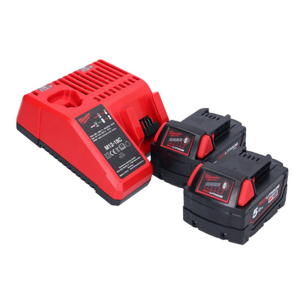 Pistola ad aria calda a batteria Milwaukee M18 BHG-502 18 V 470 °C + 2x batteria ricaricabile 5,0 Ah + caricatore