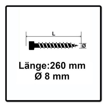 SPAX IN.FORCE Schraube 8,0 x 260 mm 50 Stk. Torx T-STAR Plus T40 ( 1221010802605 ) Vollgewinde Zylinderkopf WIROX CUT Bohrspitze