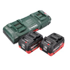 Juego básico Metabo de 18 V, 2 baterías de 10,0 Ah LIHD + cargador doble ASC 145 DUO, sistema CAS