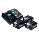 Makita Kit de démarrage batterie 40 V max Avec 3x Batteries BL 4025 2,5 Ah XGT (3x 191B36-3) + Chargeur (191E07-8)