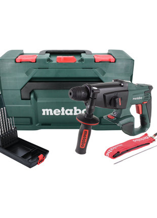 Metabo KHA 18 LTX Perforateur sans fil 18 V 2,2 J SDS Plus + 7 pièces P4P SDS plus jeu de perceuses à maçonnerie + Coffret metaBOX - sans batterie, sans chargeur