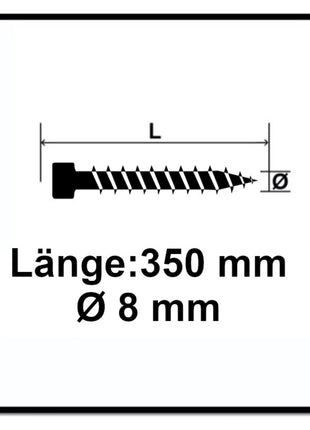 Tornillo SPAX IN.FORCE 8,0 x 350 mm 100 piezas (2x 1221010803505) Torx T-STAR Plus T40 culata totalmente roscada Broca WIROX CUT