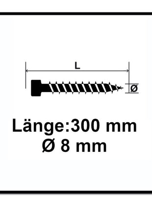 SPAX IN.FORCE Schraube 8,0 x 300 mm 100 Stk. ( 2x 1221010803005 ) Torx T-STAR Plus T40 Vollgewinde Zylinderkopf WIROX CUT Bohrspitze