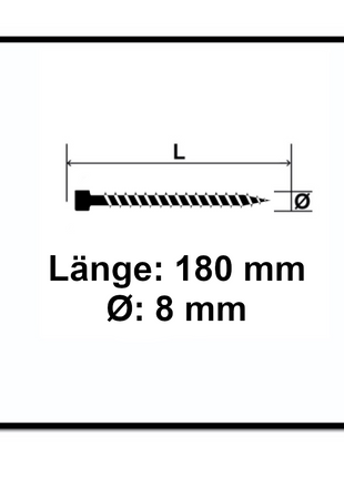 Tornillo SPAX IN.FORCE 8,0 x 180 mm 100 piezas (2x 1221010801805) Torx T-STAR Plus T40 culata totalmente roscada Broca WIROX CUT