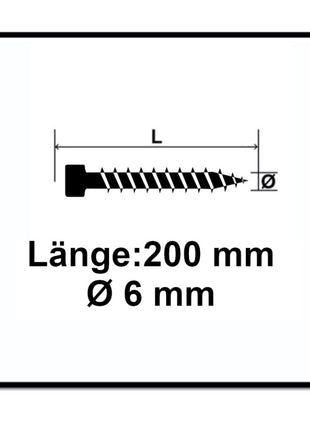 SPAX IN.FORCE Schraube 6,0 x 200 mm 500 Stk. ( 5x 1211010602005 ) Torx T-STAR Plus T30 Vollgewinde Zylinderkopf WIROX 4CUT Bohrspitze