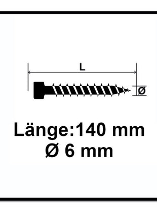 Vis SPAX IN.FORCE 6,0 x 140 mm 500 pièces (5x 1211010601405) Culasse entièrement filetée Torx T-STAR Plus T30 Foret WIROX 4CUT