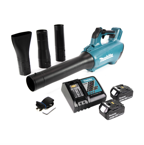 Soplador a batería Makita DUB 184 RM 18 V sin escobillas + 2 baterías 4,0 Ah + cargador