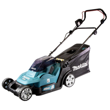 Makita DLM 432 F2 Akku Rasenmäher 36 V ( 2x 18 V ) 43 cm Brushless + 2x Akku 3,0 Ah - ohne Ladegerät