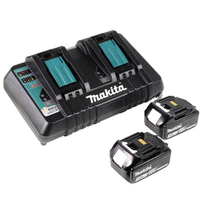 Makita DLM 432 PF2 36 V ( 2x 18 V ) tosaerba a batteria da 43 cm senza spazzole + 2x batteria da 3,0 Ah + doppio caricabatterie