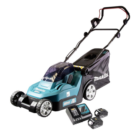 Makita DLM 432 RM2 cordless lawn mower 36 V ( 2x 18 V ) 43 cm brushless + 2x battery 4.0 Ah + charger