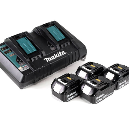 Tosaerba a batteria Makita DLM 432 PT4 36 V (2x 18 V) 43 cm senza spazzole + 4x batterie 5,0 Ah + doppio caricatore