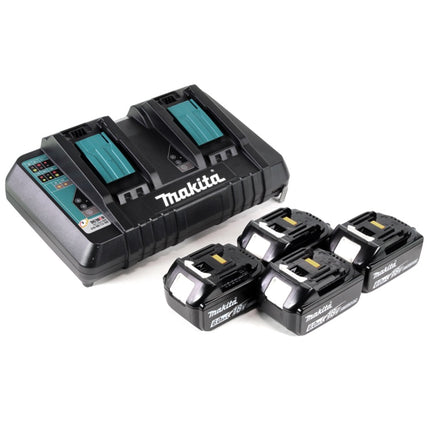 Tosaerba a batteria Makita DLM 432 PG4 36 V (2x 18 V) 43 cm senza spazzole + 4x batterie 6,0 Ah + doppio caricatore